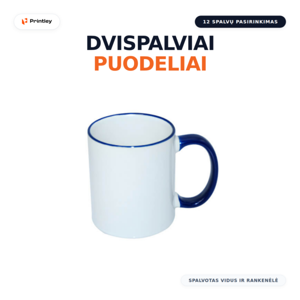 Dvispalvis puodelis (spalvotas vidus ir rankenėlė)