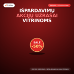 Išpardavimų ir akcijų užrašai vitrinoms (Sezoninė reklama)