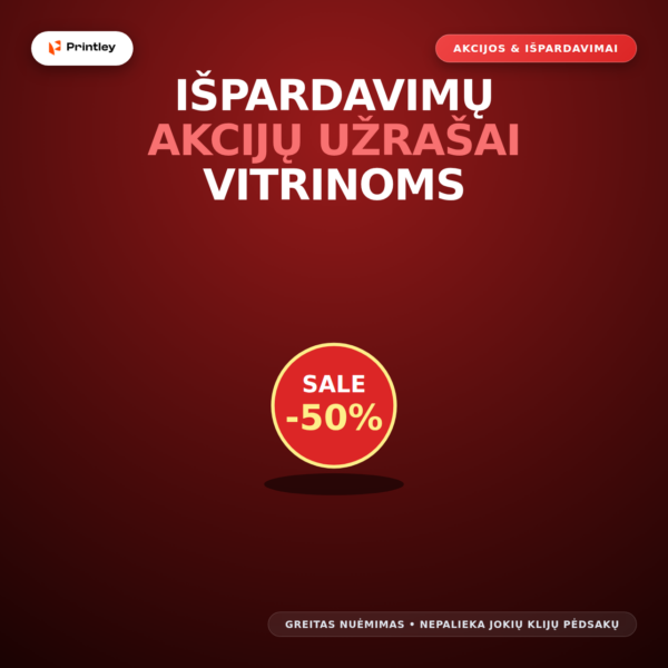 Išpardavimų ir akcijų užrašai vitrinoms (Sezoninė reklama)