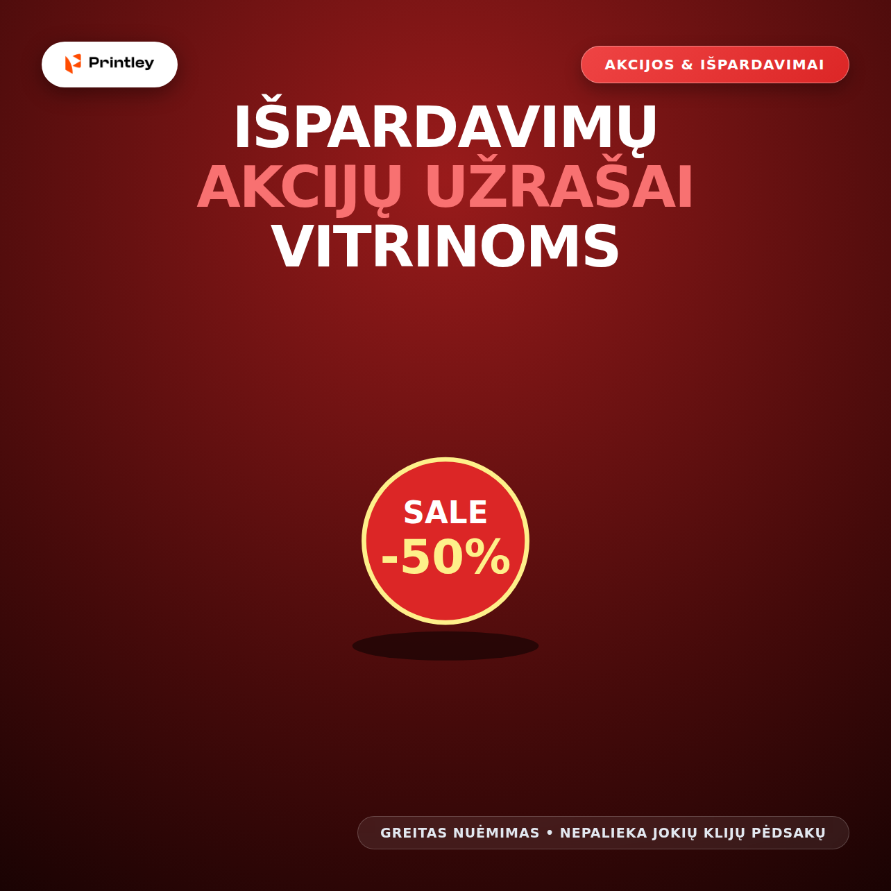 Išpardavimų ir akcijų užrašai vitrinoms (Sezoninė reklama)