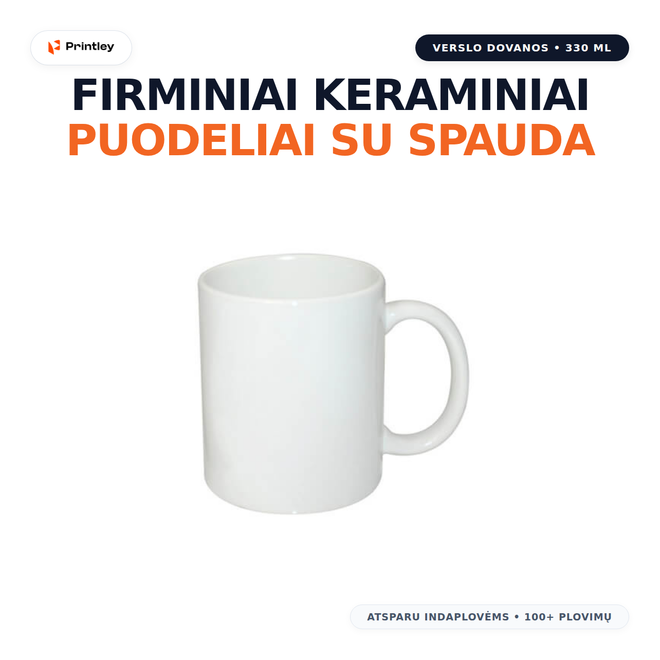 Firminiai keraminiai puodeliai su spauda (Sublimacija)