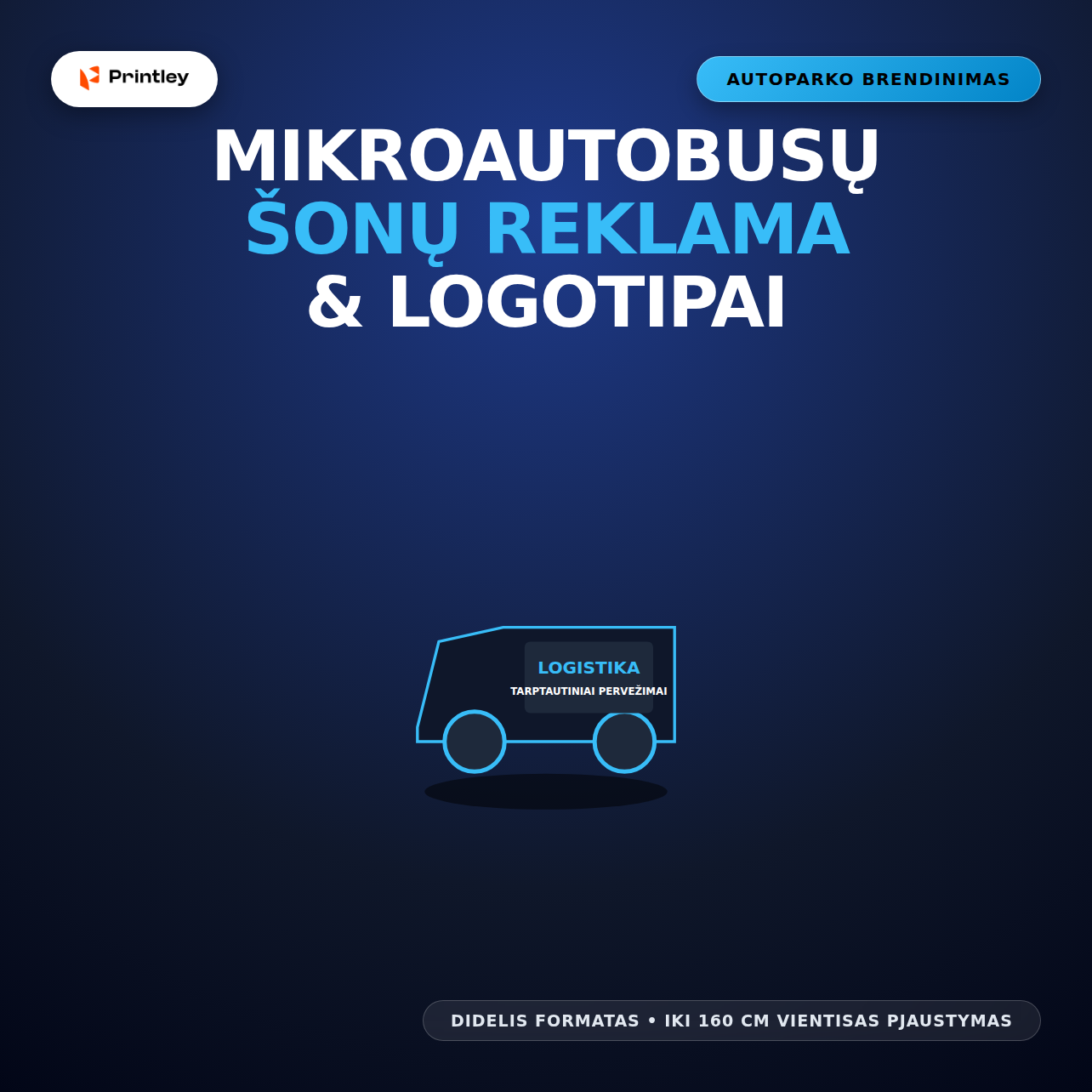 Komercinio transporto ir mikroautobusų šonų reklama