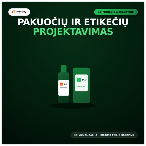 Pakuočių ir etikečių dizainas bei išklotinių braižymas