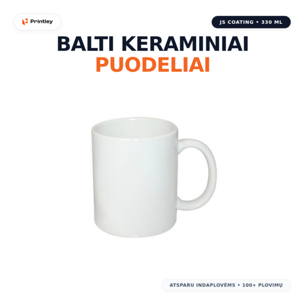 Sublimacinis baltas keraminis puodelis (330 ml)