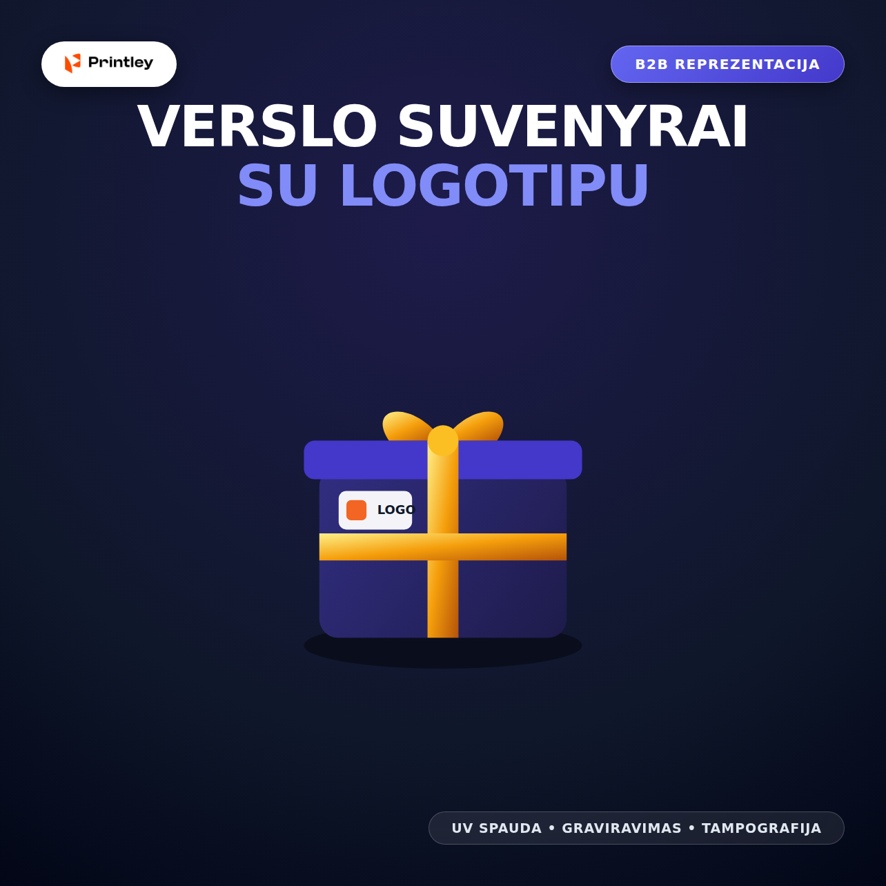Verslo suvenyrai su logotipu (UV spauda ir graviravimas)