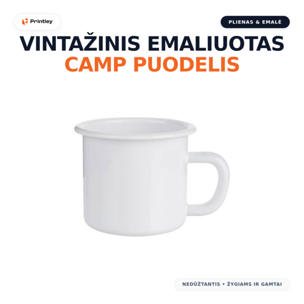 Vintažinis emaliuotas metalinis puodelis (Camp Mug)