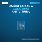 Vitrinos darbo laiko ir logotipų lipdukai (Pjaustyti be fono)